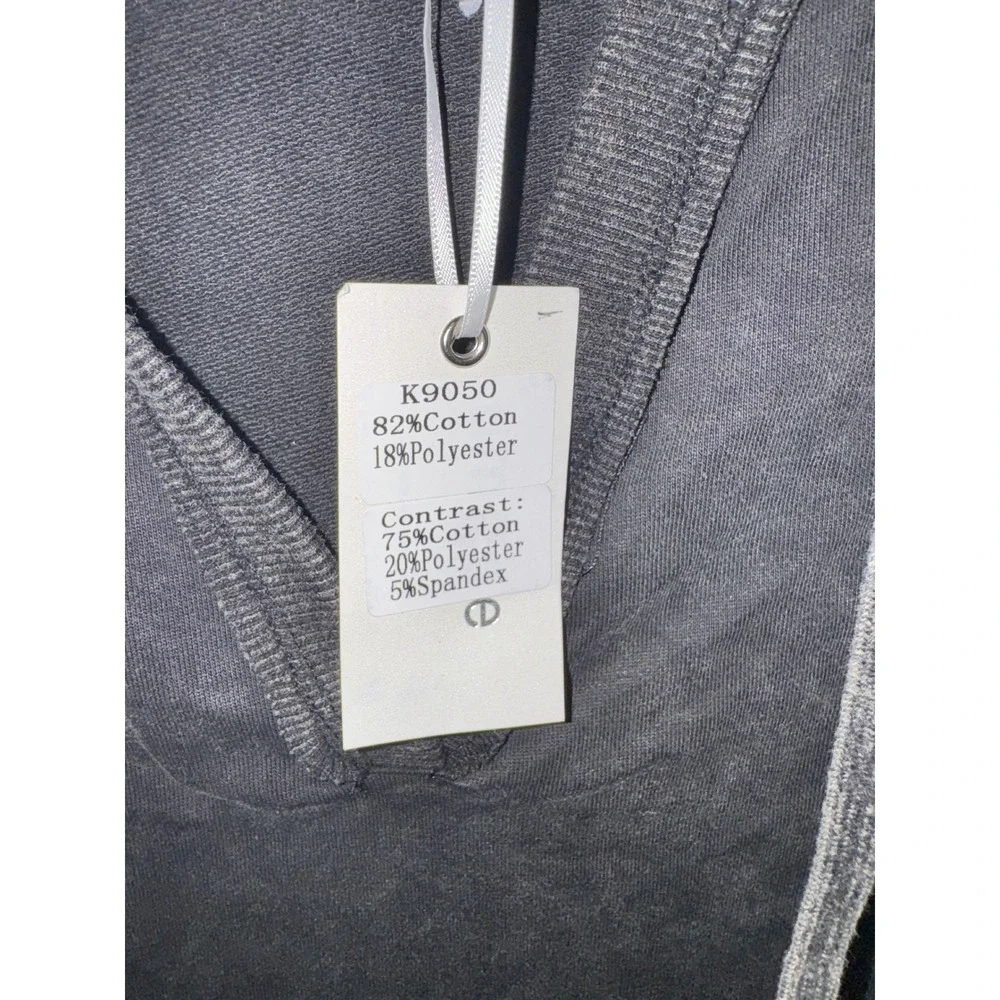 Umgee Hoodie Dress Womens Charcoal Gray Mineral Wash Ribbed Knit Mini S/M - Picture 7 of 7